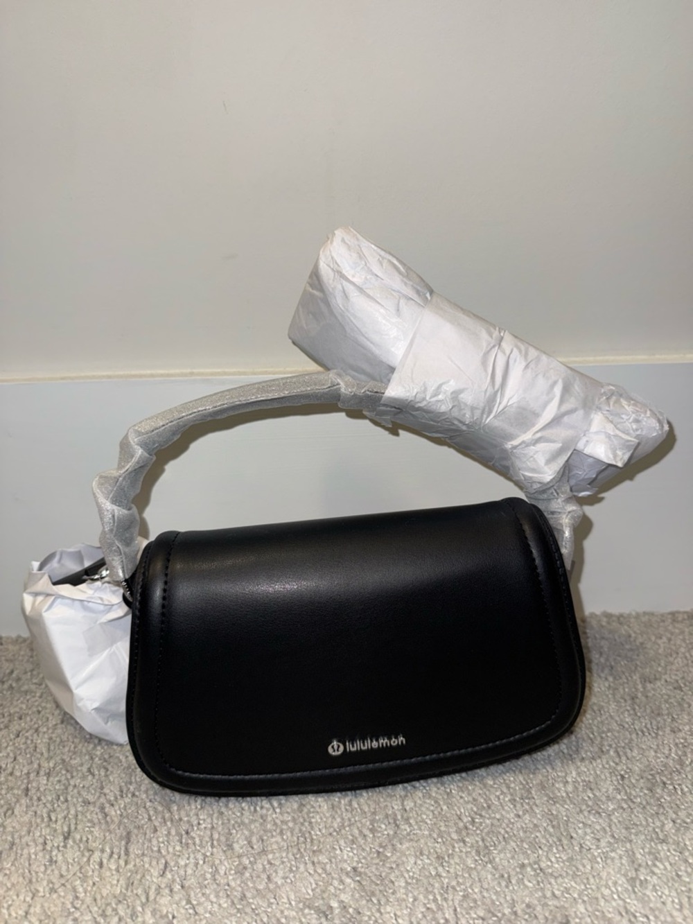 lululemon athletica Black Leather Shoulder Bag